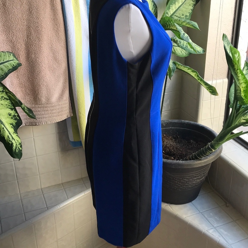 Cache Blue And Black Color Block Zip Back Dress - image 2